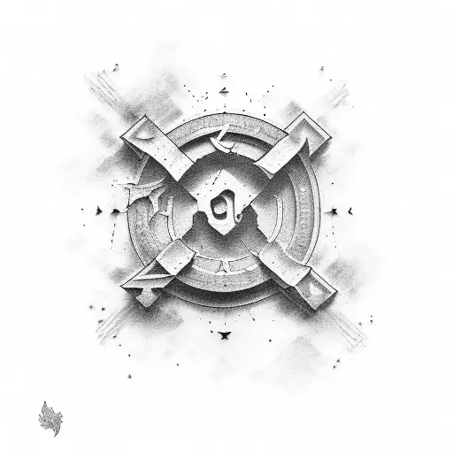 Cruz formada por las palabras ALICIA Y ELISA con letras góticas tattoo design idea