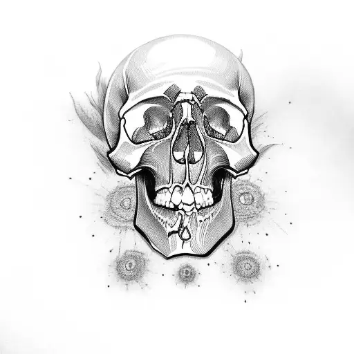 skull, blue souls in eyes tattoo design idea
