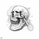 skull and blue souls tattoo design idea