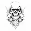 skull and blue souls tattoo design idea