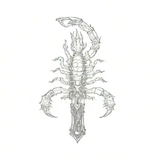 a scorpion knife tattoo design idea