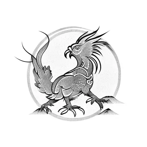 Chinese zodiac rooster tattoo design idea