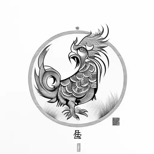 Chinese zodiac rooster tattoo design idea