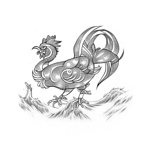 Chinese zodiac rooster tattoo design idea
