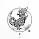 Chinese zodiac rooster tattoo design idea
