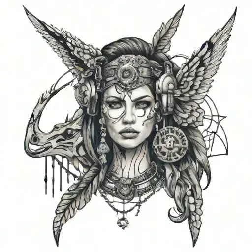 cyberpunk gypsy tattoo design idea