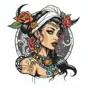 cyberpunk gypsy tattoo design idea
