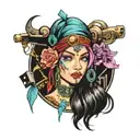 cyberpunk gypsy tattoo design idea