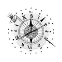 moon with clock and compass tattoo design idea