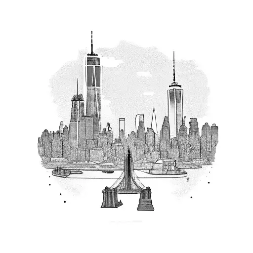 teepee and New York City skyline tattoo design idea