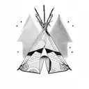 teepee and big buck tattoo design idea