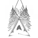 teepee and big buck tattoo design idea