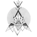 teepee and big buck tattoo design idea