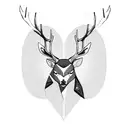 teepee and deer tattoo design idea