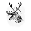 teepee and deer tattoo design idea