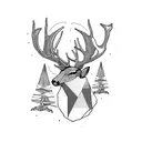 teepee and deer tattoo design idea