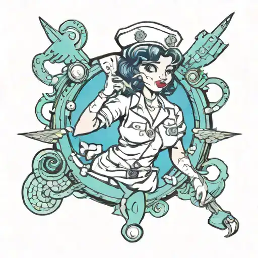 pinup nurse tattoo design idea