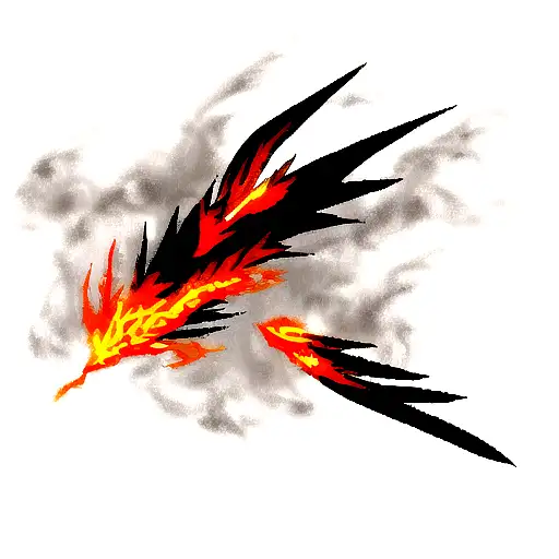 black and orange phoenix on fire  tattoo design idea