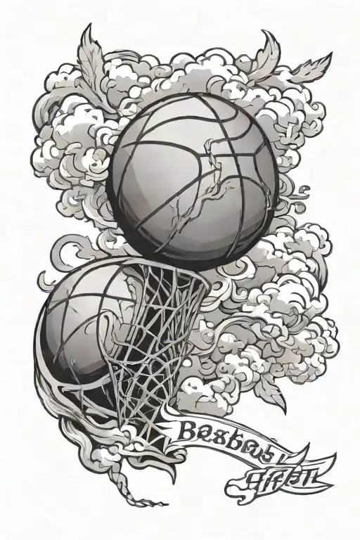 Basketball in heaven clouds and says with god all things are possible  tattoo design idea