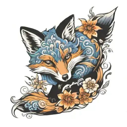 fox animal tattoo design idea