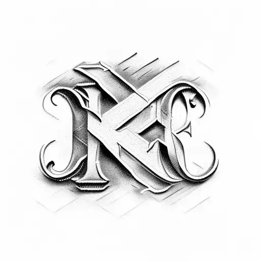 carved Letters - 'D and M' overlaid by a 'V' and circled by an 'O' tattoo design idea