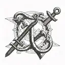 two anchors diagonally crossing eachother with nothing else  tattoo design idea