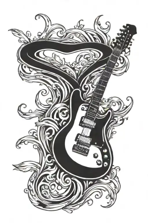 guitar, oasis band tattoo design idea