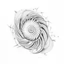 fibonacci spiral with fern tattoo design idea
