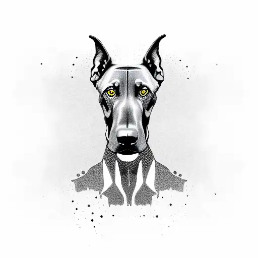 mad Doberman  barking tattoo design idea