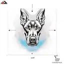 angry Doberman  barking tattoo design idea