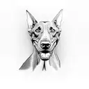 angry Doberman  barking tattoo design idea