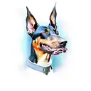 angry Doberman  barking tattoo design idea