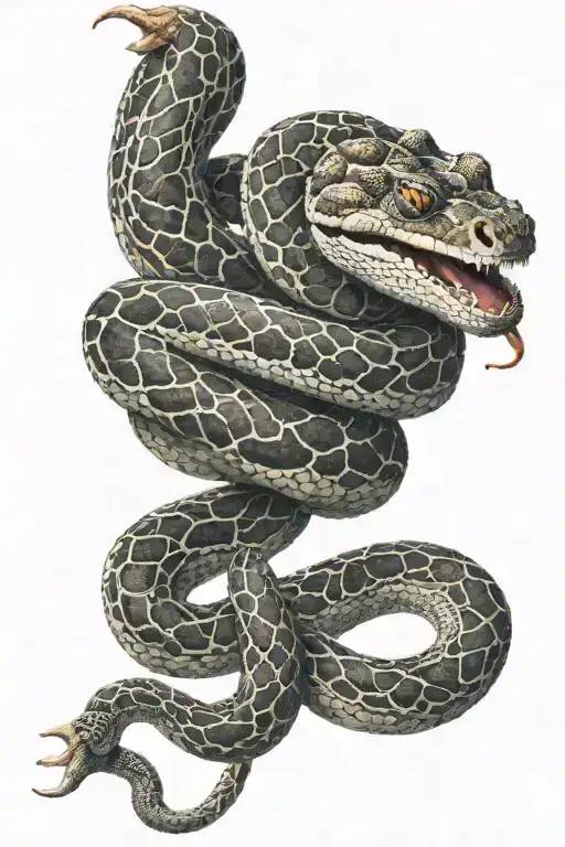python wrapped around hand with lava pattern on scales tattoo design idea