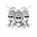Three wise monkeys tattoo using three pop culture monkeys  tattoo design idea