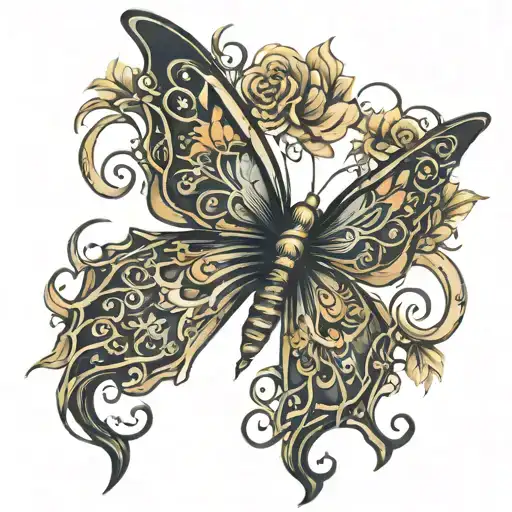 butterfly with human spine as body   tattoo design idea
