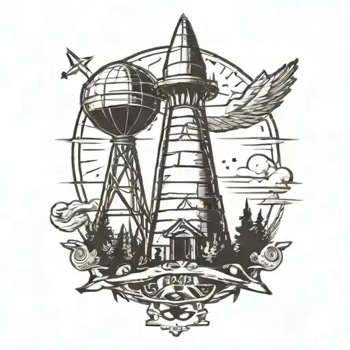 camp hero radar tower  tattoo design idea