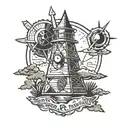 camp hero radar tower  tattoo design idea