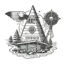 camp hero radar tower  tattoo design idea