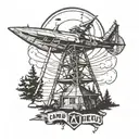 camp hero radar tower  tattoo design idea