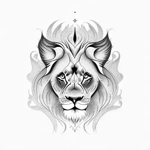 A lion with wings soaring through the sky tattoo design idea