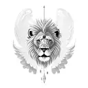 A lion with wings soaring through the sky tattoo design idea