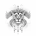 A lion with wings soaring through the sky tattoo design idea