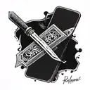 A traditional straight razor surrounded by playing cards and casino chips tattoo design idea