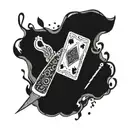 A traditional straight razor surrounded by playing cards and casino chips tattoo design idea