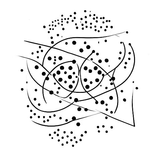 A minimalist tattoo of a constellation of Pisces formed by Braille dots tattoo design idea