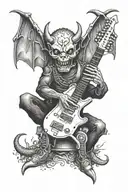 A devil playing a keytar tattoo design idea
