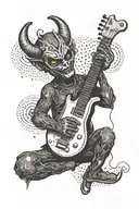 A devil playing a keytar tattoo design idea