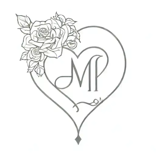 heart with initials of your family members tattoo design idea
