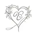 heart with initials of your family members tattoo design idea