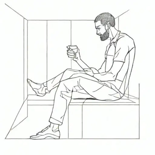 man alone in a corner of a room tattoo design idea